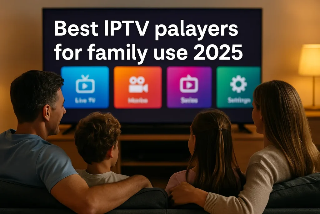 Best IPTV players for family use 2025 – family watching IPTV together